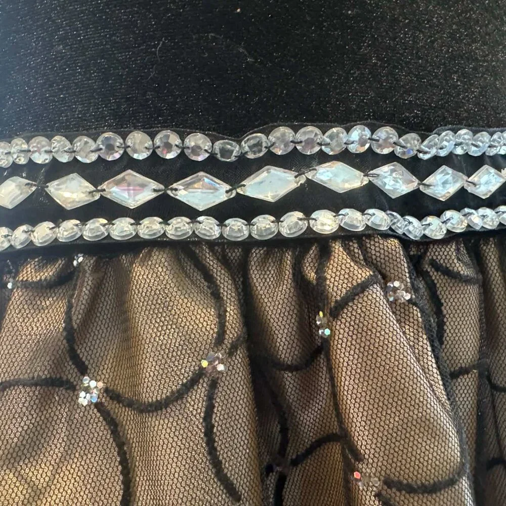 Jane Copeland Girls Black Formal Dress | Tulle Skirt & Rhinestones